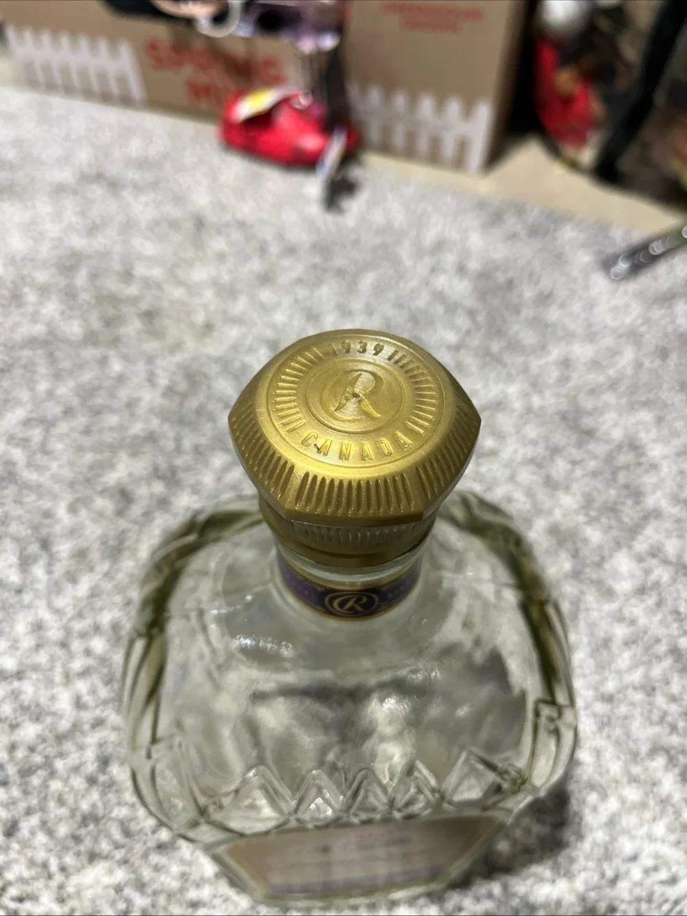Crown Royal Fine De Luxe Canadian Whisky EMPTY Bottle 1.75 L